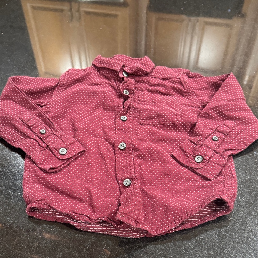 The Children's Place Maroon Polka Dot Button Down Shirt